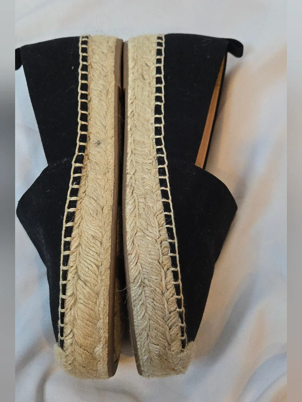 J. Crew Black Canvas Espadrille Woven Jute Flats - Women's 7.5 Slip-On Shoes